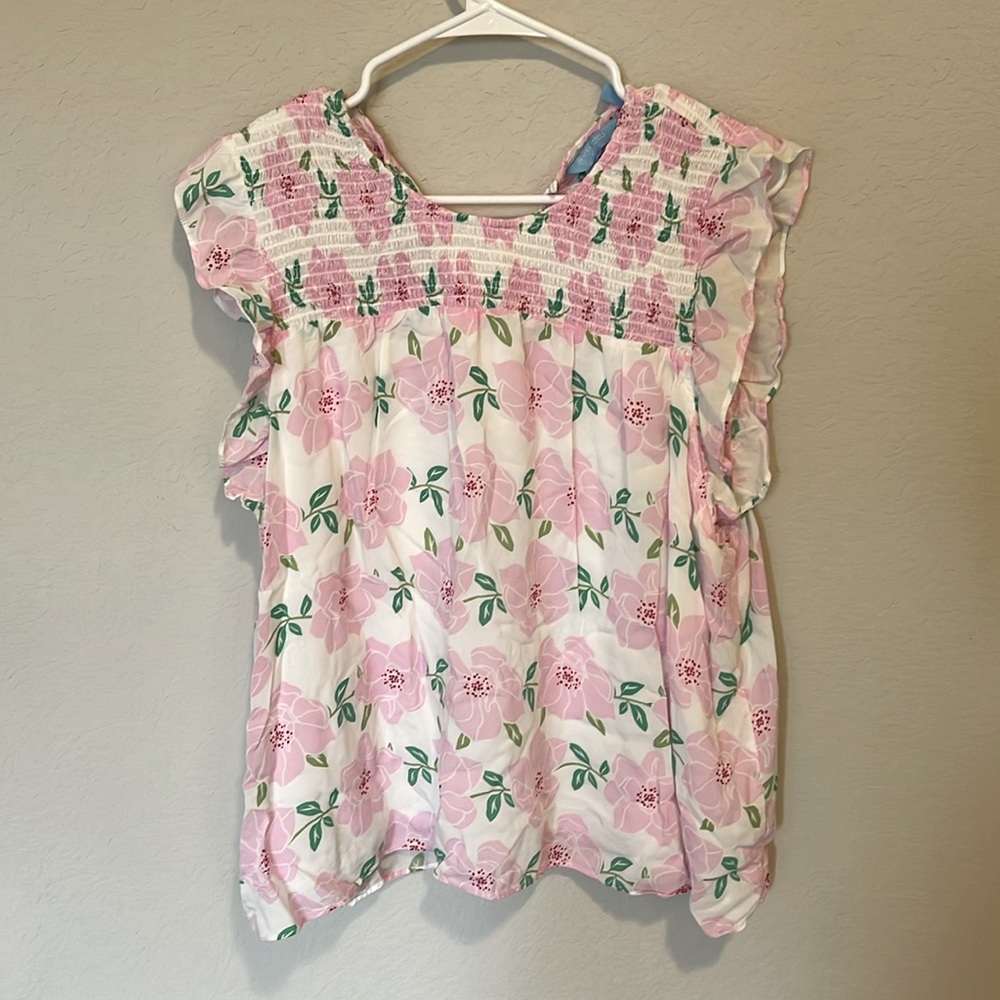 XXL Draper James women’s floral ruffled sleeve blouse